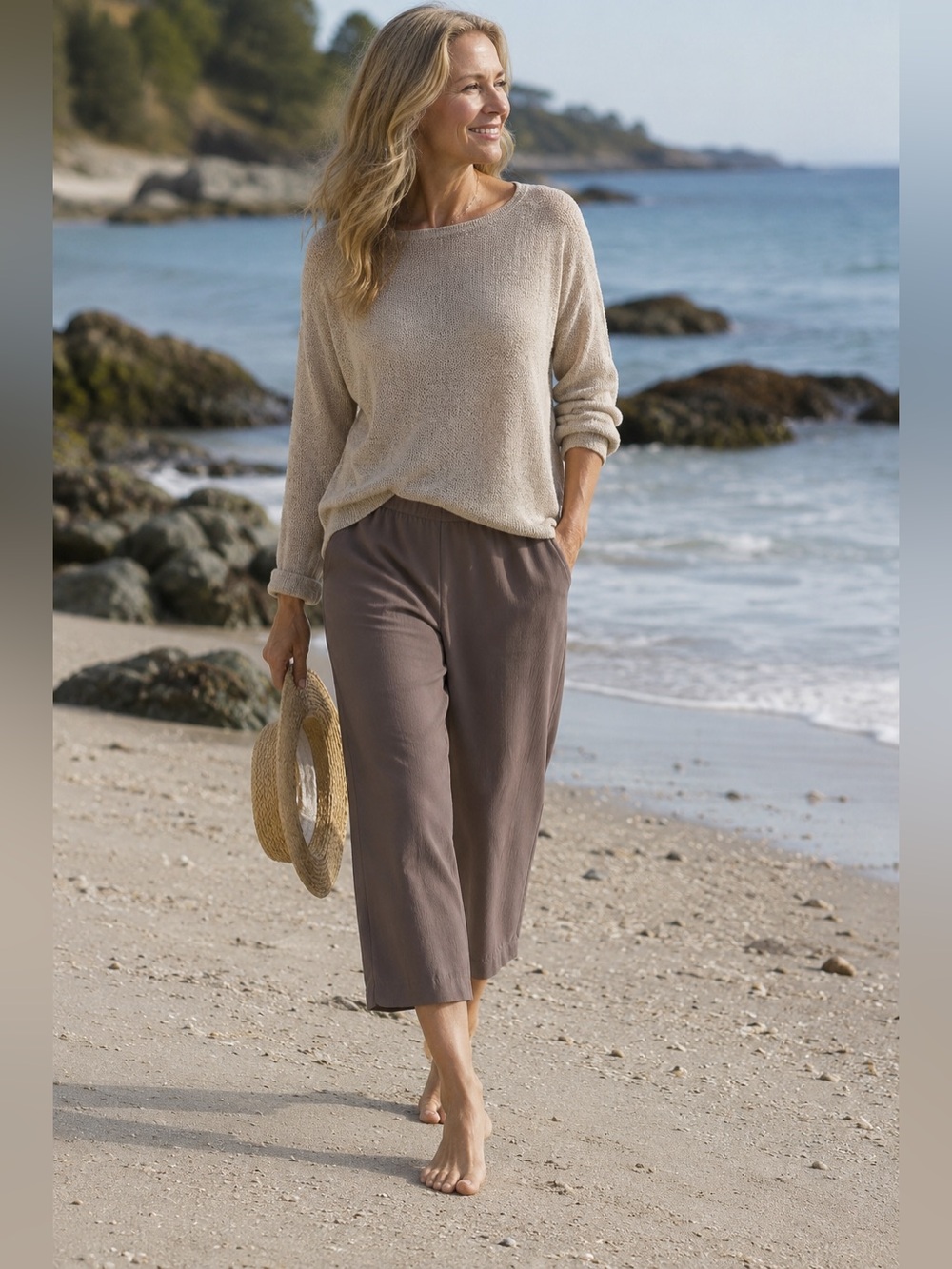 Eileen Fisher Relaxed Fit-Pull-On Cropped/Capri style Pants